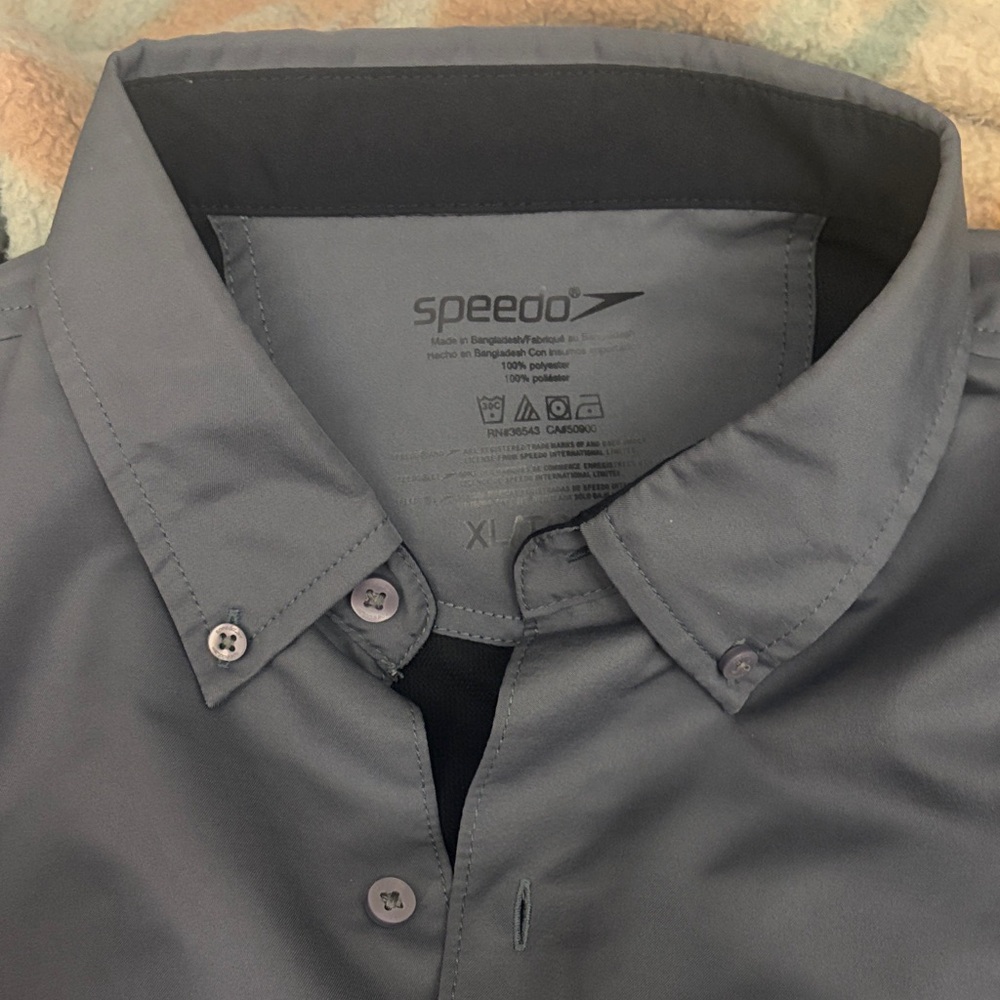 NWOT! Speedo UPF 50+ XL Swim Shirt Hybrid UV Protection Gray Paddle $60 - Picture 4 of 16